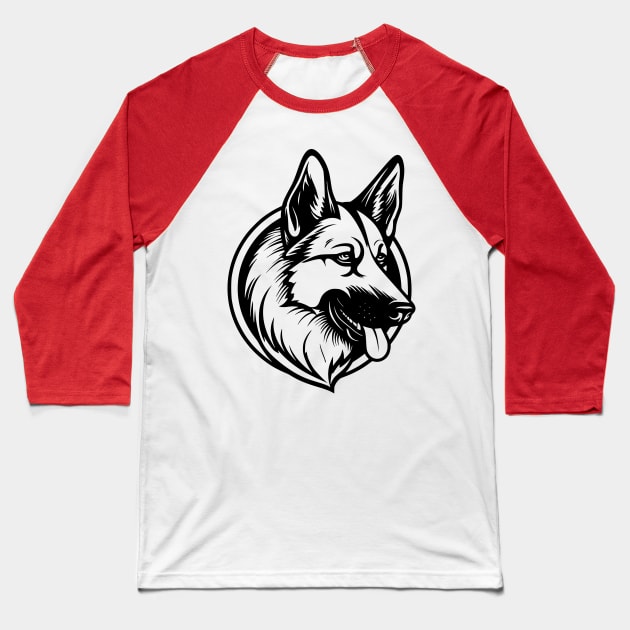 German Shepard Dog Logo Baseball T-Shirt by Danielleroyer